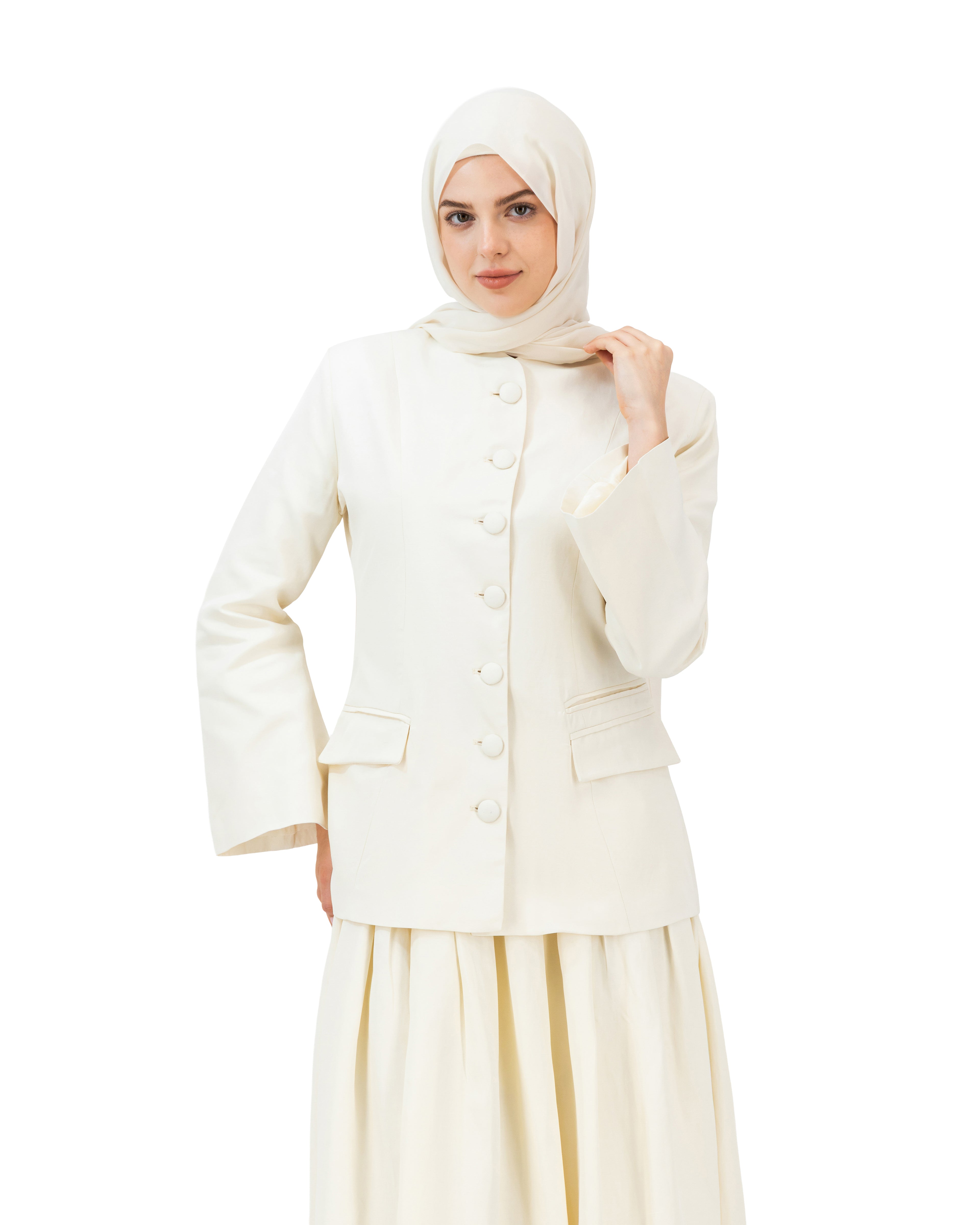 Soft Authority - Vanilla White | Blazer and Maxi Skirt set