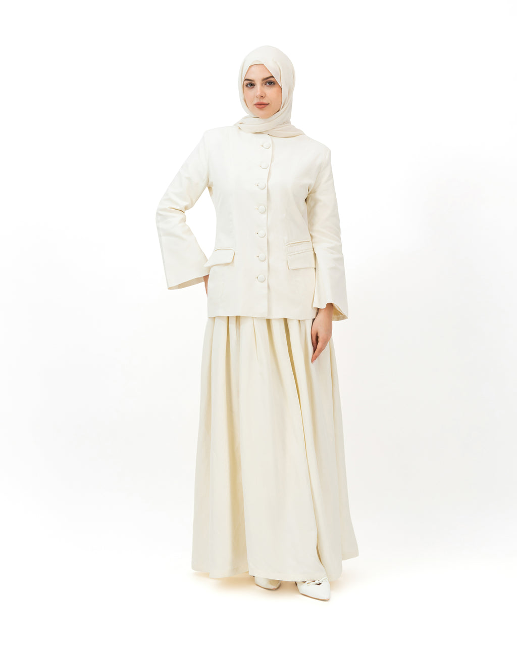 Soft Authority - Vanilla White | Blazer and Maxi Skirt set