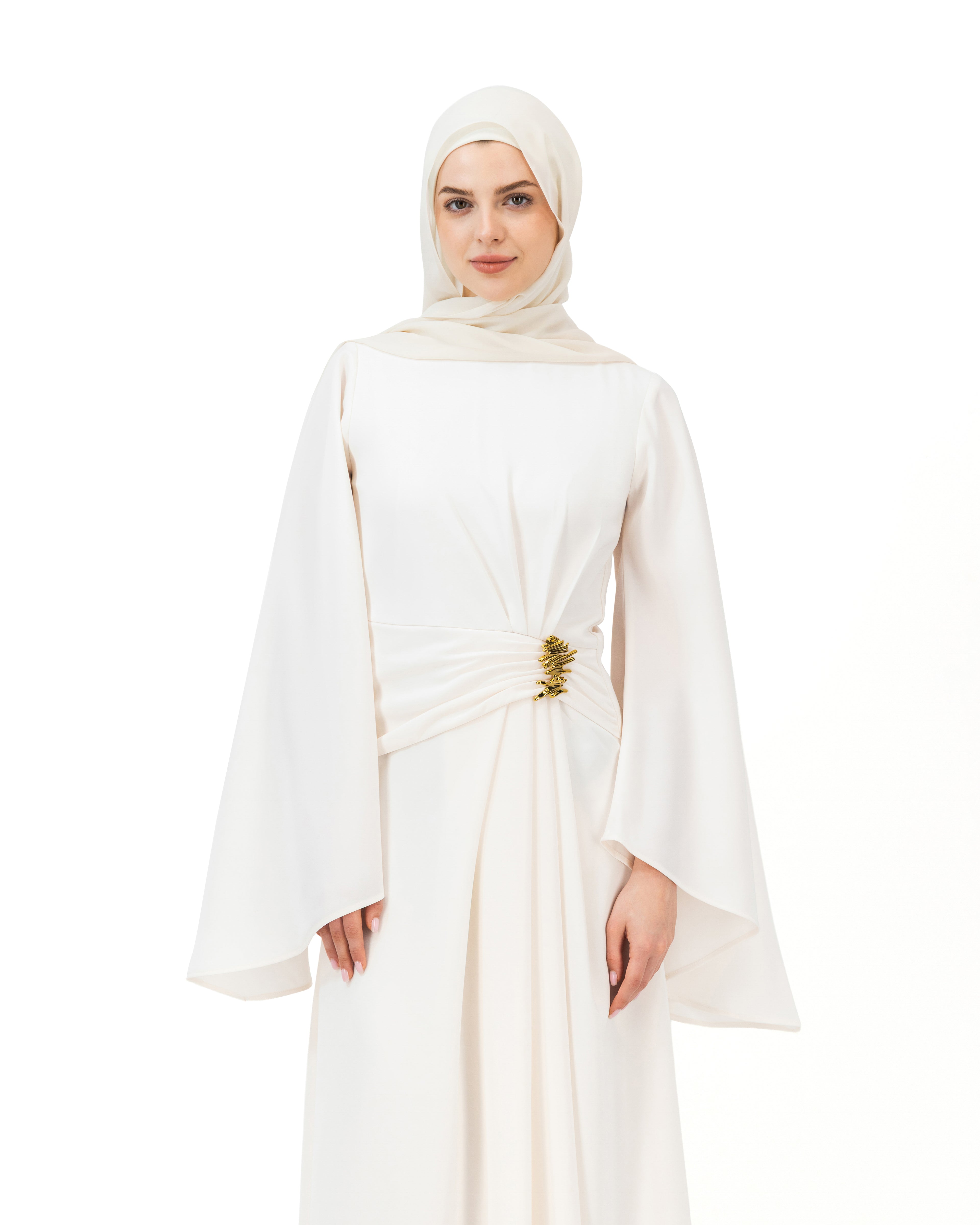 Destined - Peachy White | Long Sleeves Maxi Dress