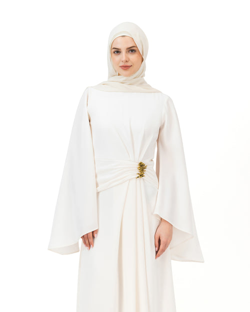 Destined - Peachy White | Long Sleeves Maxi Dress