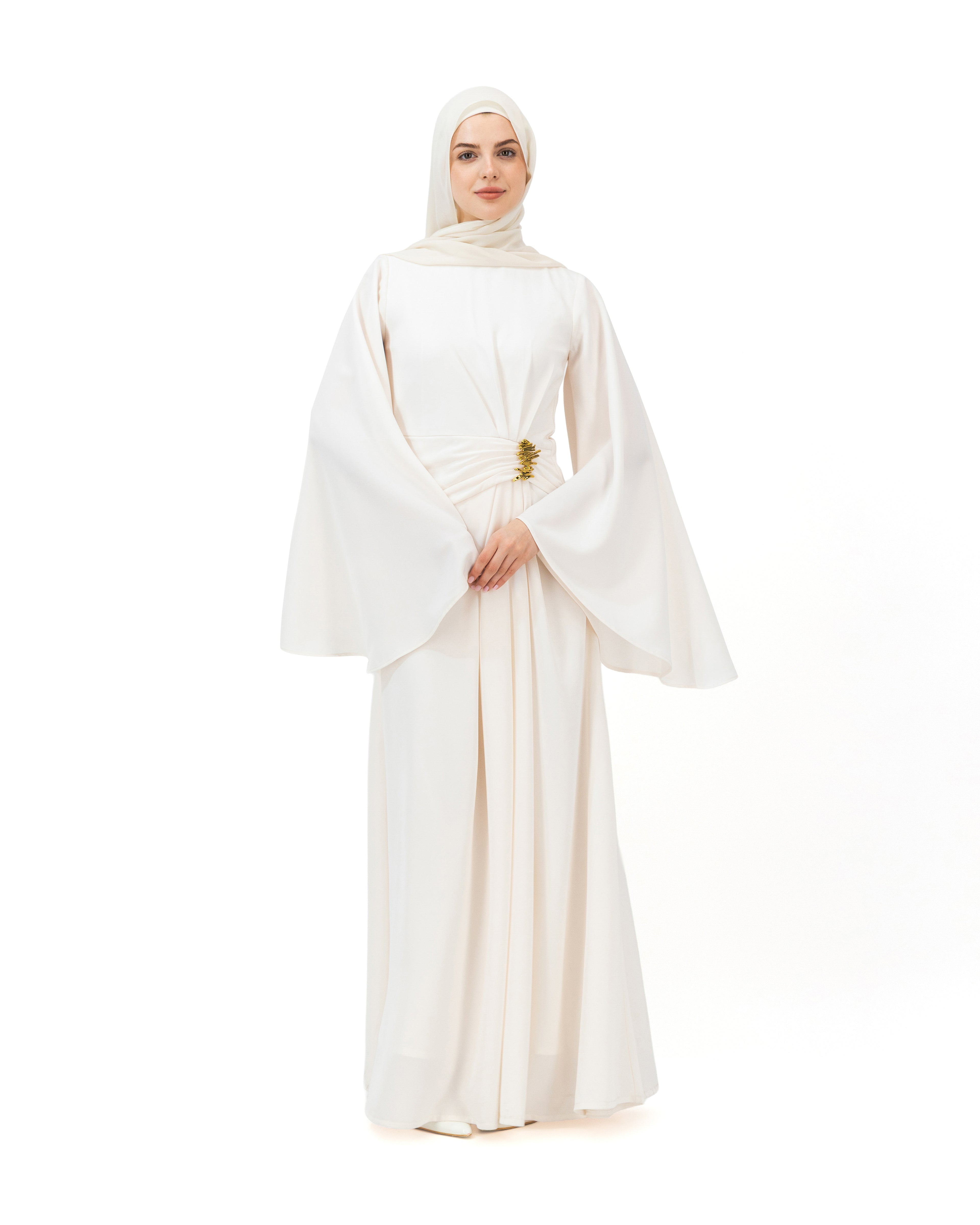 Destined - Peachy White | Long Sleeves Maxi Dress