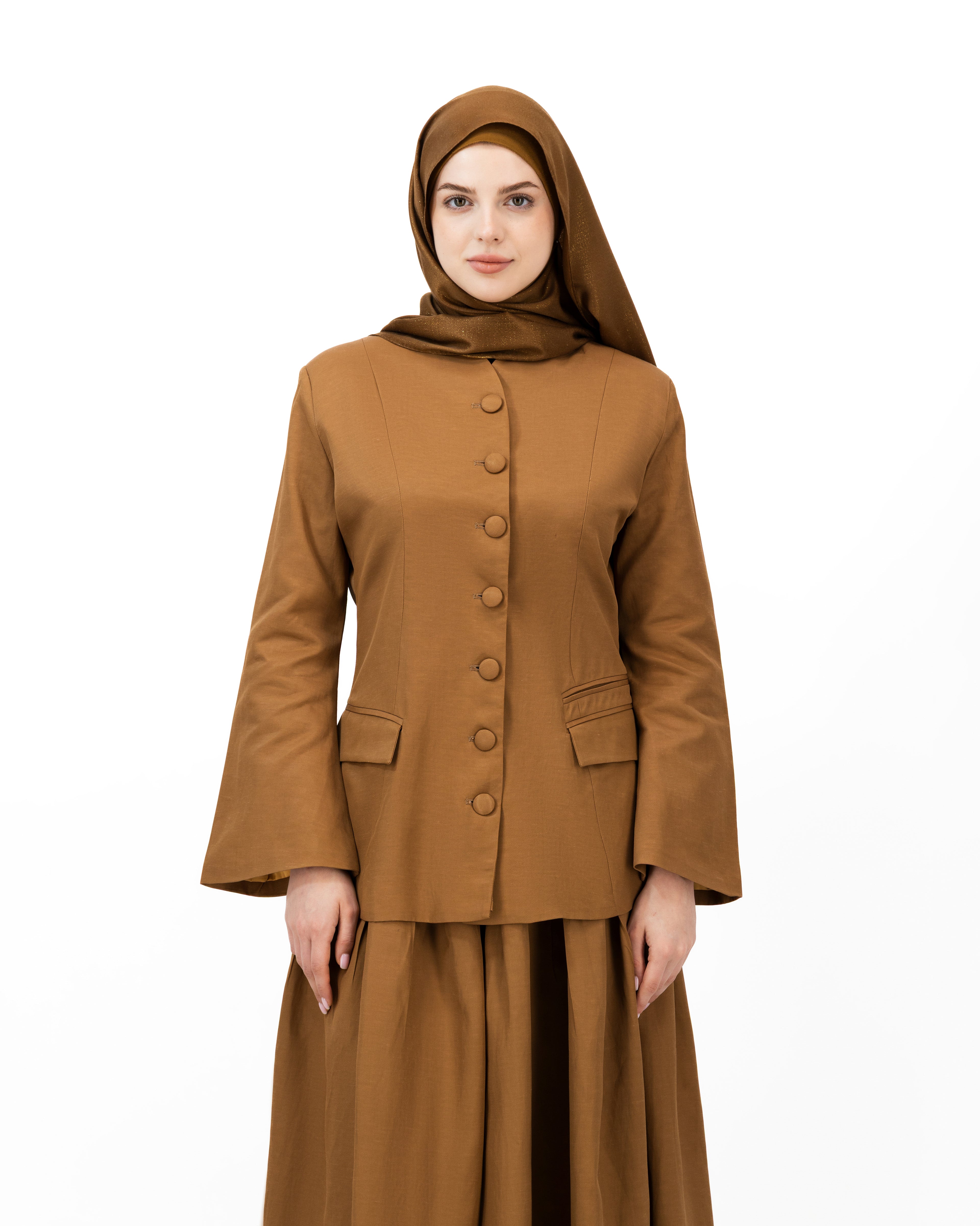 Soft Authority - Deep Golden Brown | Blazer and Maxi Skirt set