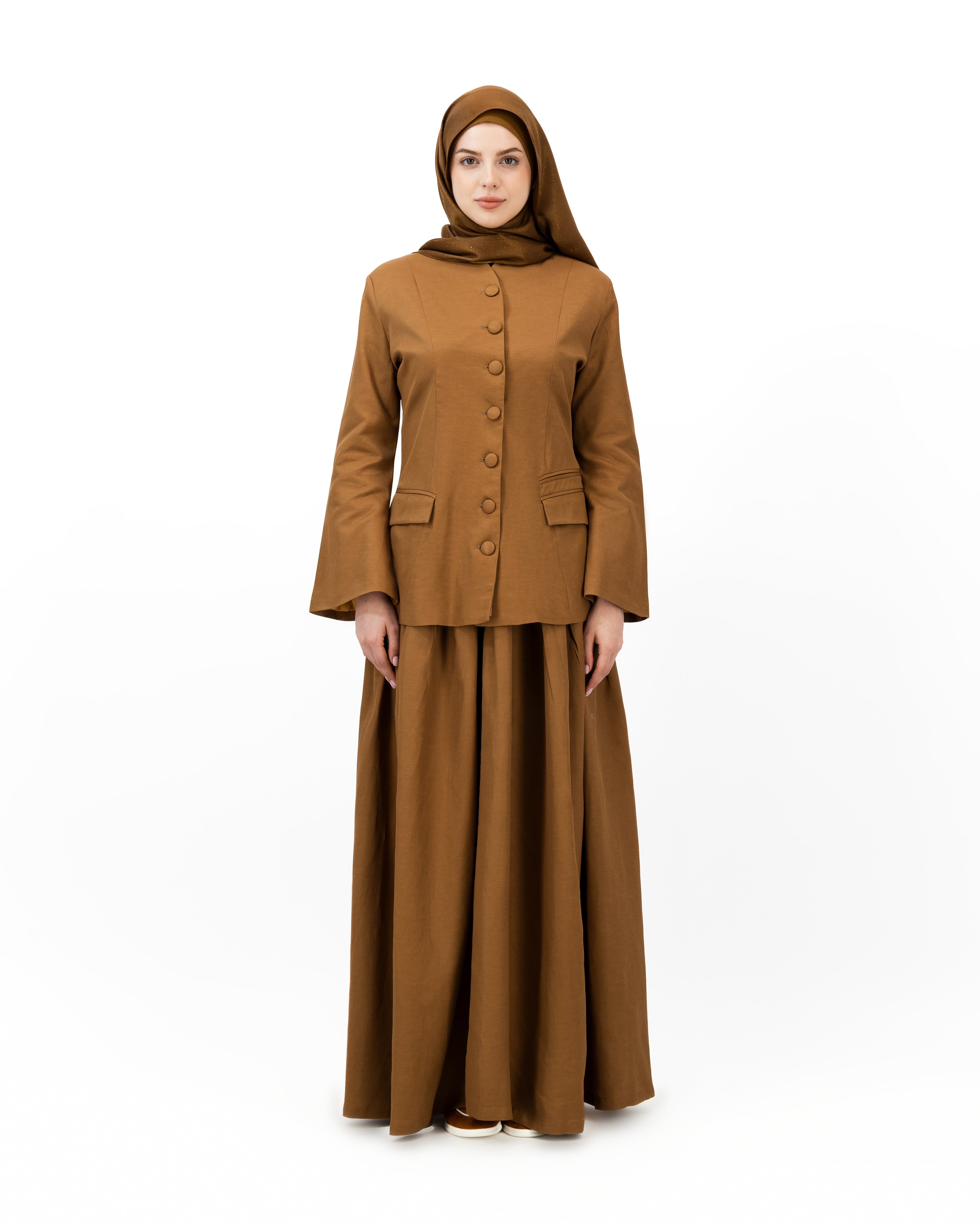 Soft Authority - Deep Golden Brown | Blazer and Maxi Skirt set