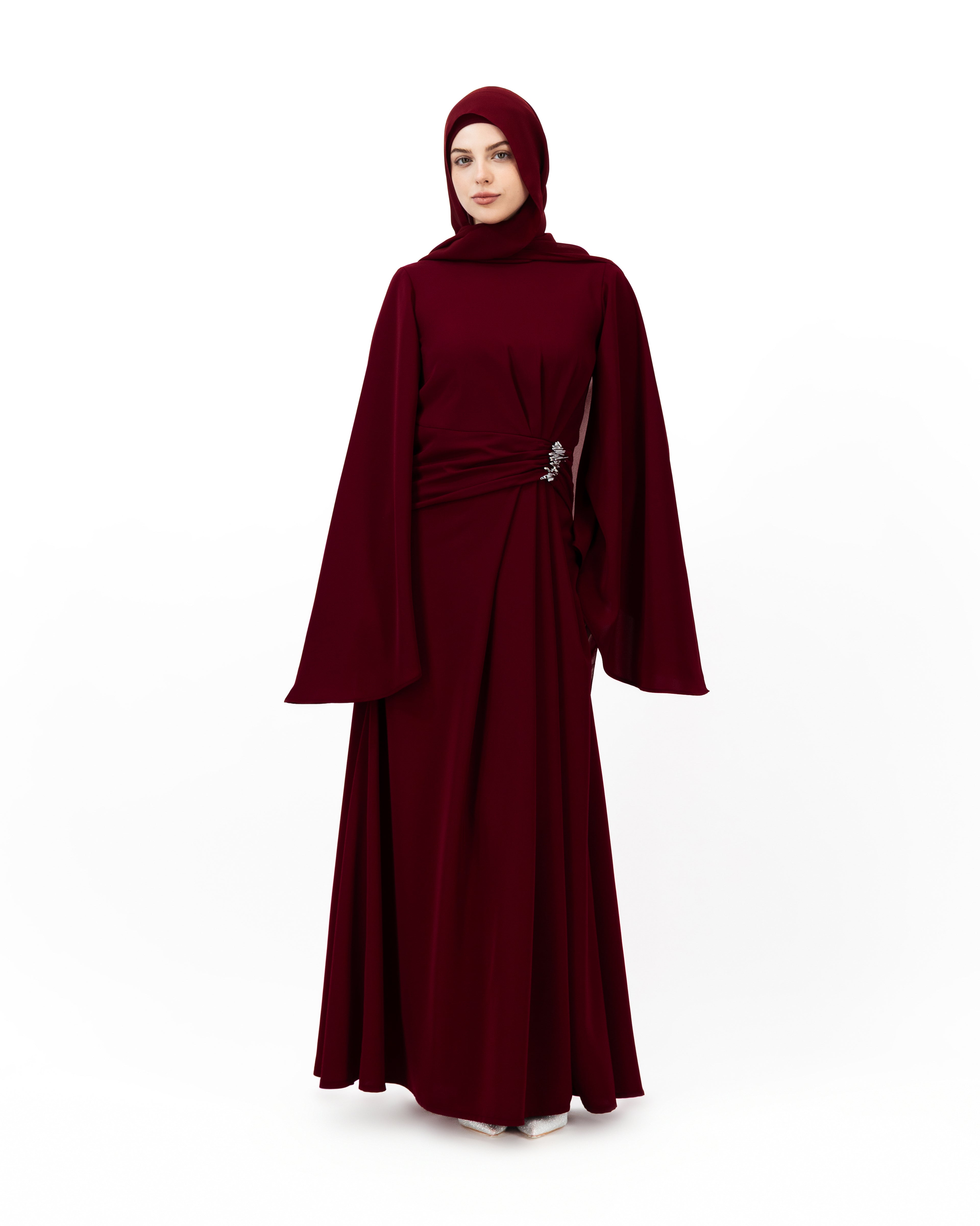 maroon maxi dress with sleeves Audrey Wine Puff Sleeve Maxi Dress