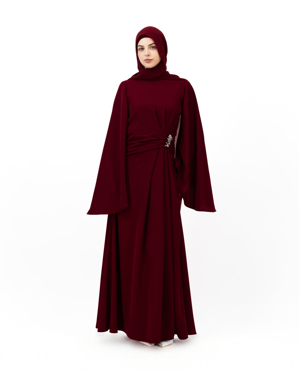 Destined - Maroon | Long Sleeves Maxi Dress