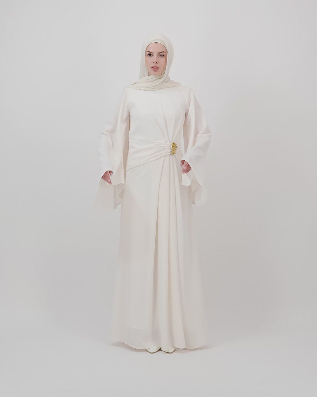 Destined - Peachy White | Long Sleeves Maxi Dress