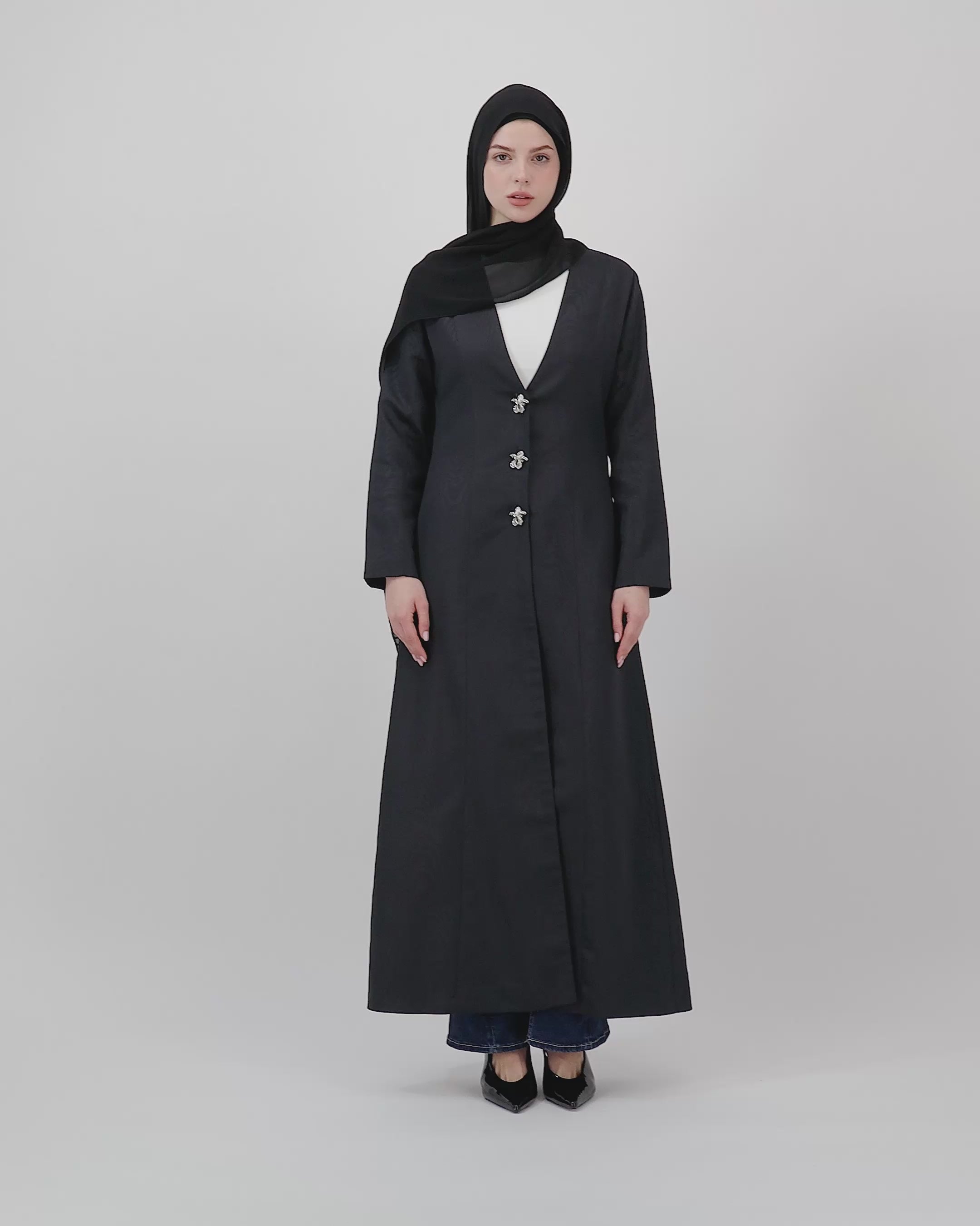 Timber Bloom - Black | Abaya