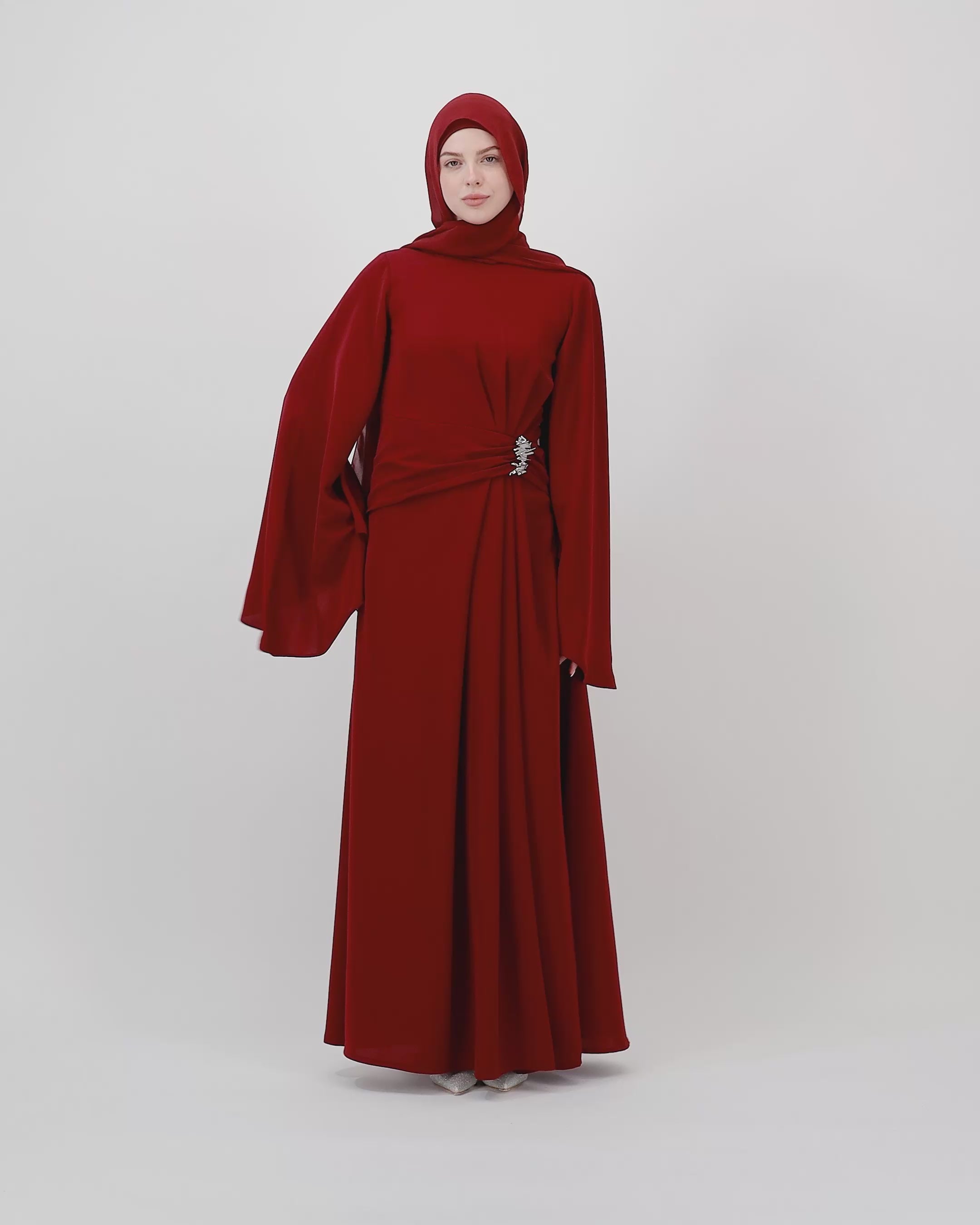 Destined - Maroon | Long Sleeves Maxi Dress