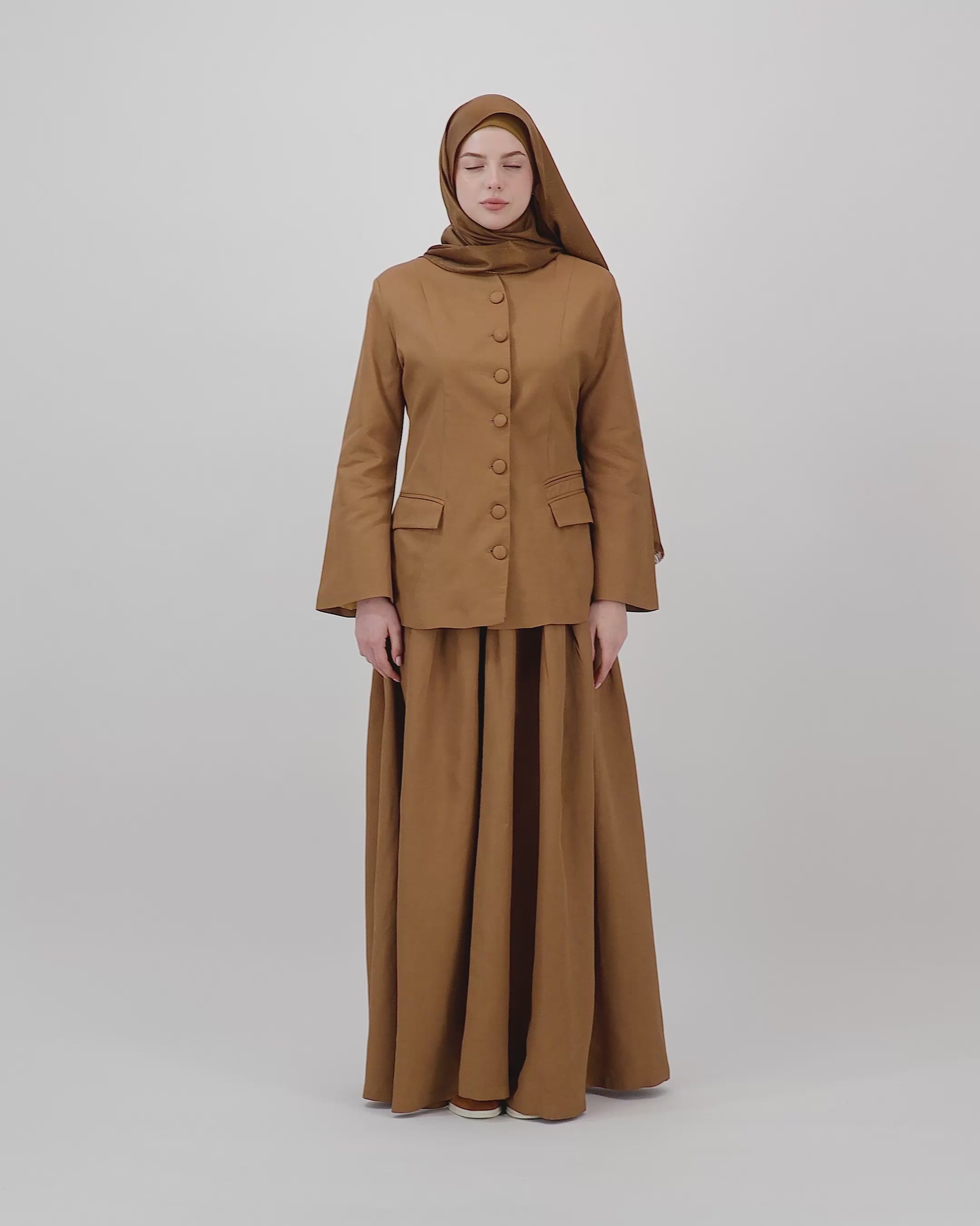 Soft Authority - Deep Golden Brown | Blazer and Maxi Skirt set